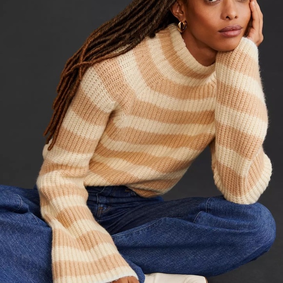 NWT Anthropologie Maeve Striped Turtleneck Sweater M - Picture 2 of 4